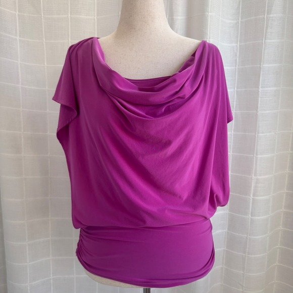 Tops - 41 Hawthorne Pink Draped Cowl Neck Y2K‎ Style Tunic Blouse Short Split Sleeve